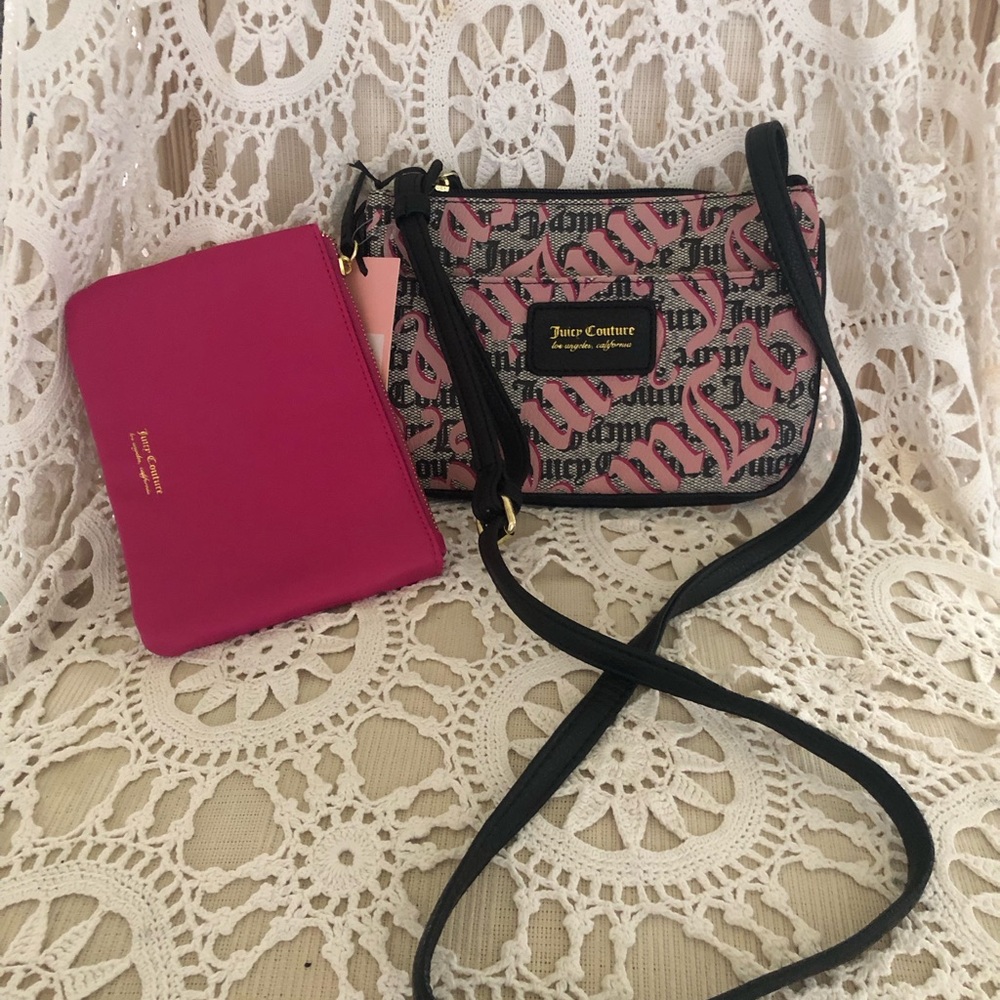 NWT Juicy Couture Pink Logo Crossbody Bag with Fuchsia Pouch